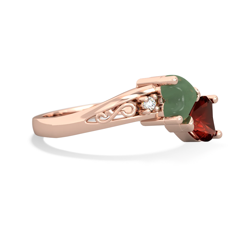 Jade Snuggling Hearts 14K Rose Gold ring R2178