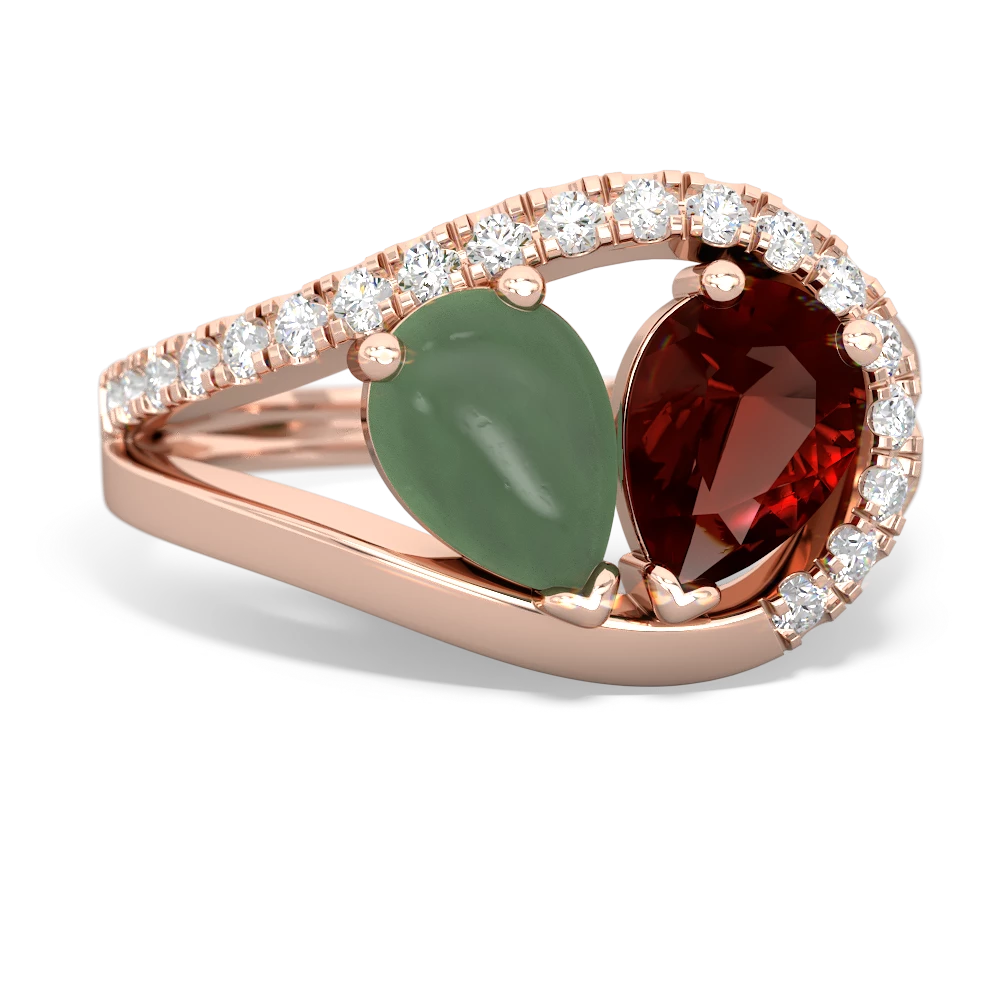 Jade Nestled Heart Keepsake 14K Rose Gold ring R5650