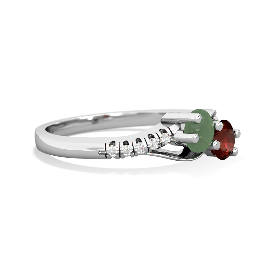 Jade Infinity Pave Two Stone 14K White Gold ring R5285