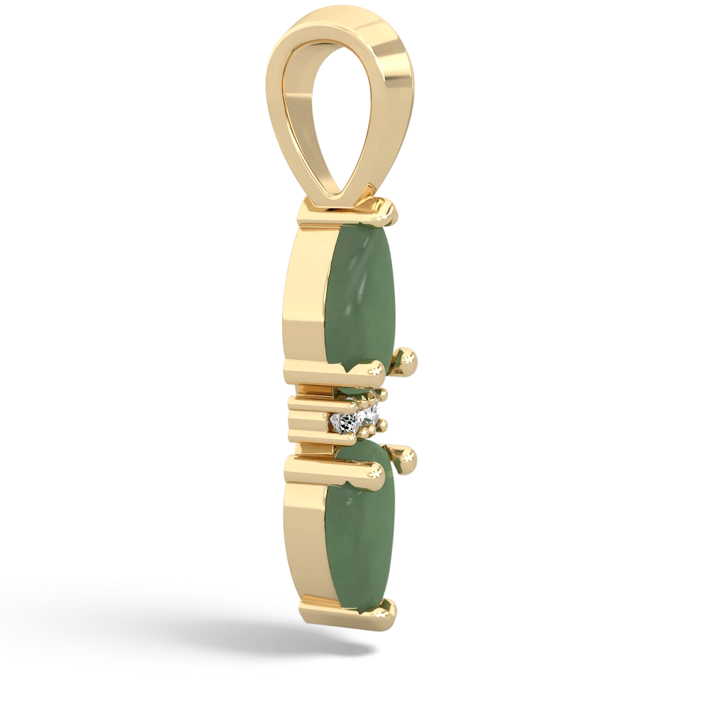 Jade Bowtie Drop 14K Yellow Gold pendant P0865