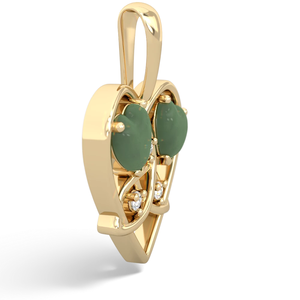 Jade Celtic Trinity Heart 14K Yellow Gold pendant P5331