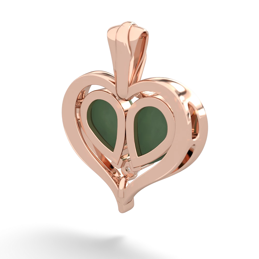 Jade Two Become One 14K Rose Gold pendant P5330