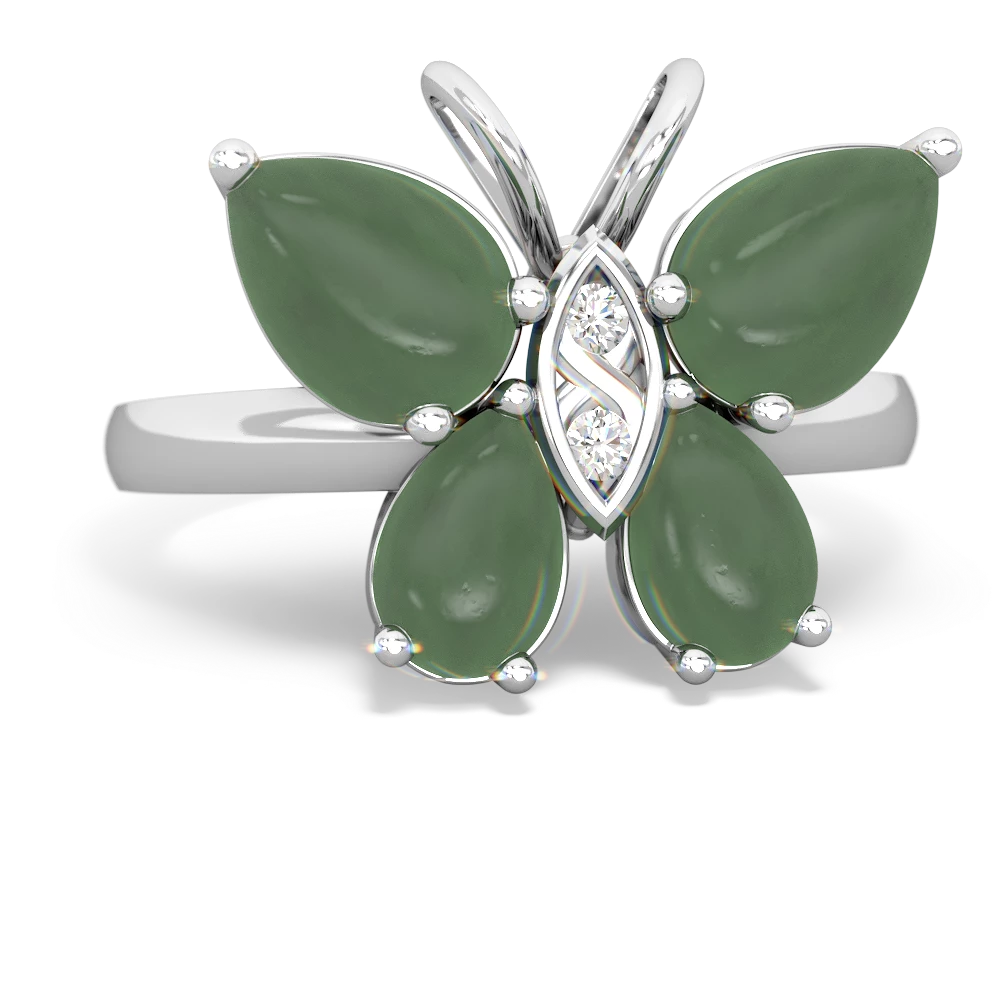 Jade Butterfly 14K White Gold ring R2215