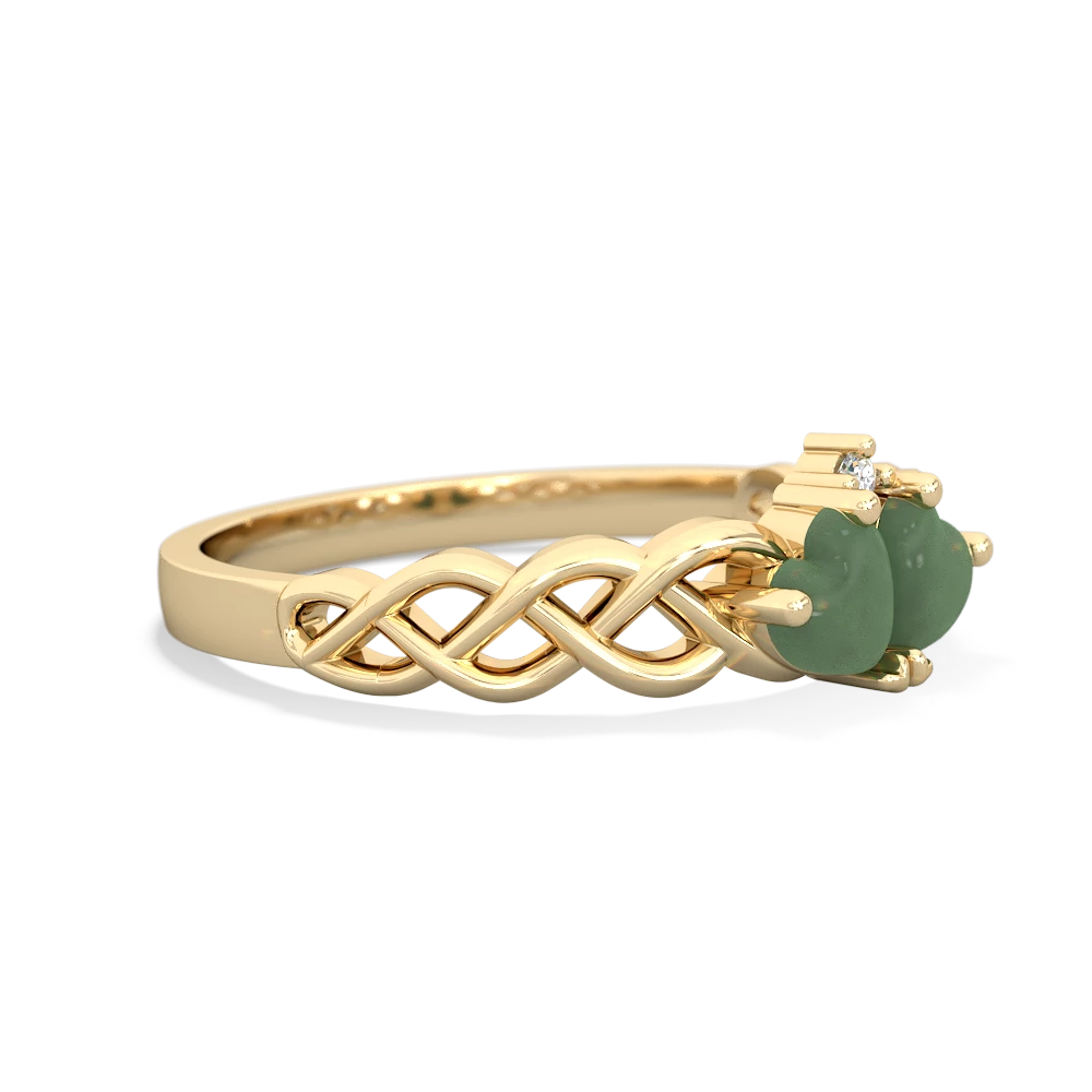 Jade Heart To Heart Braid 14K Yellow Gold ring R5870