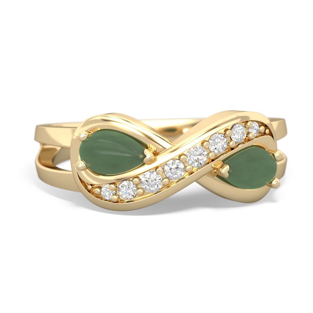 Jade Diamond Infinity 14K Yellow Gold ring R5390