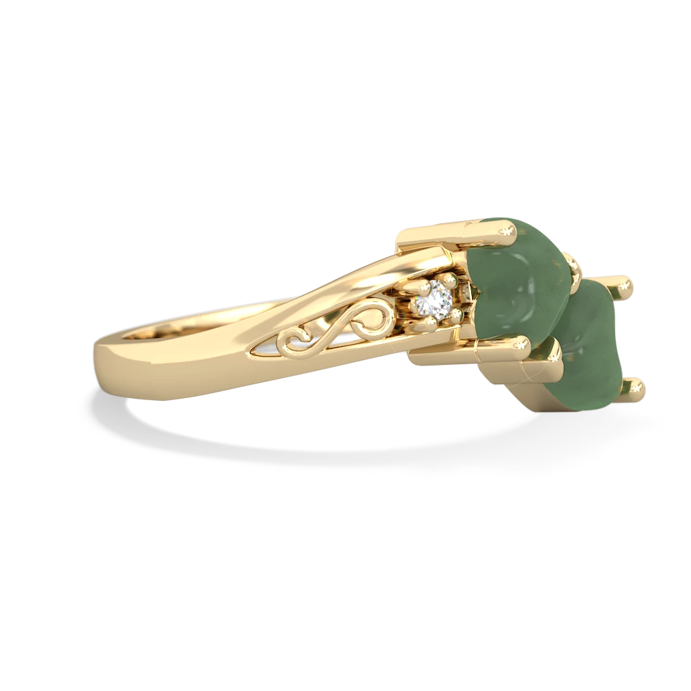 Jade Snuggling Hearts 14K Yellow Gold ring R2178