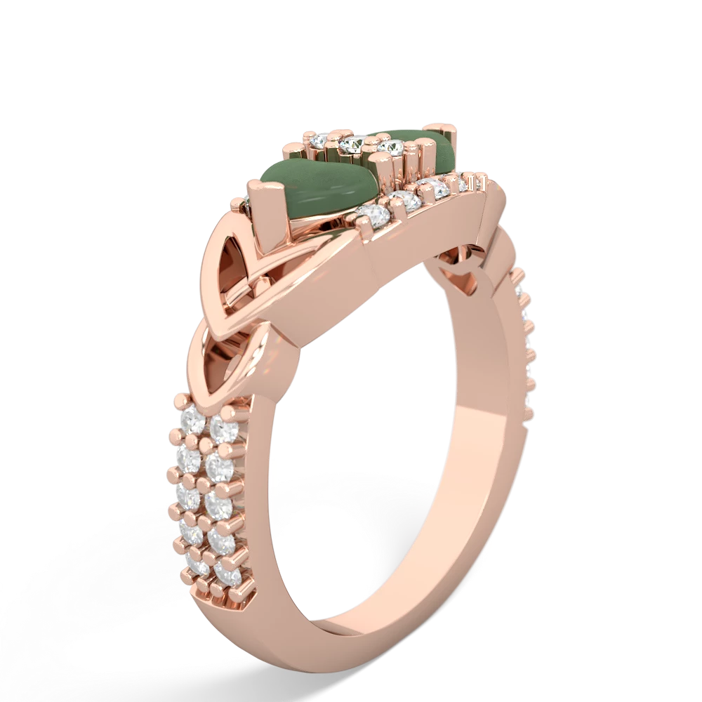 Jade Sparkling Celtic Knot 14K Rose Gold ring R2645