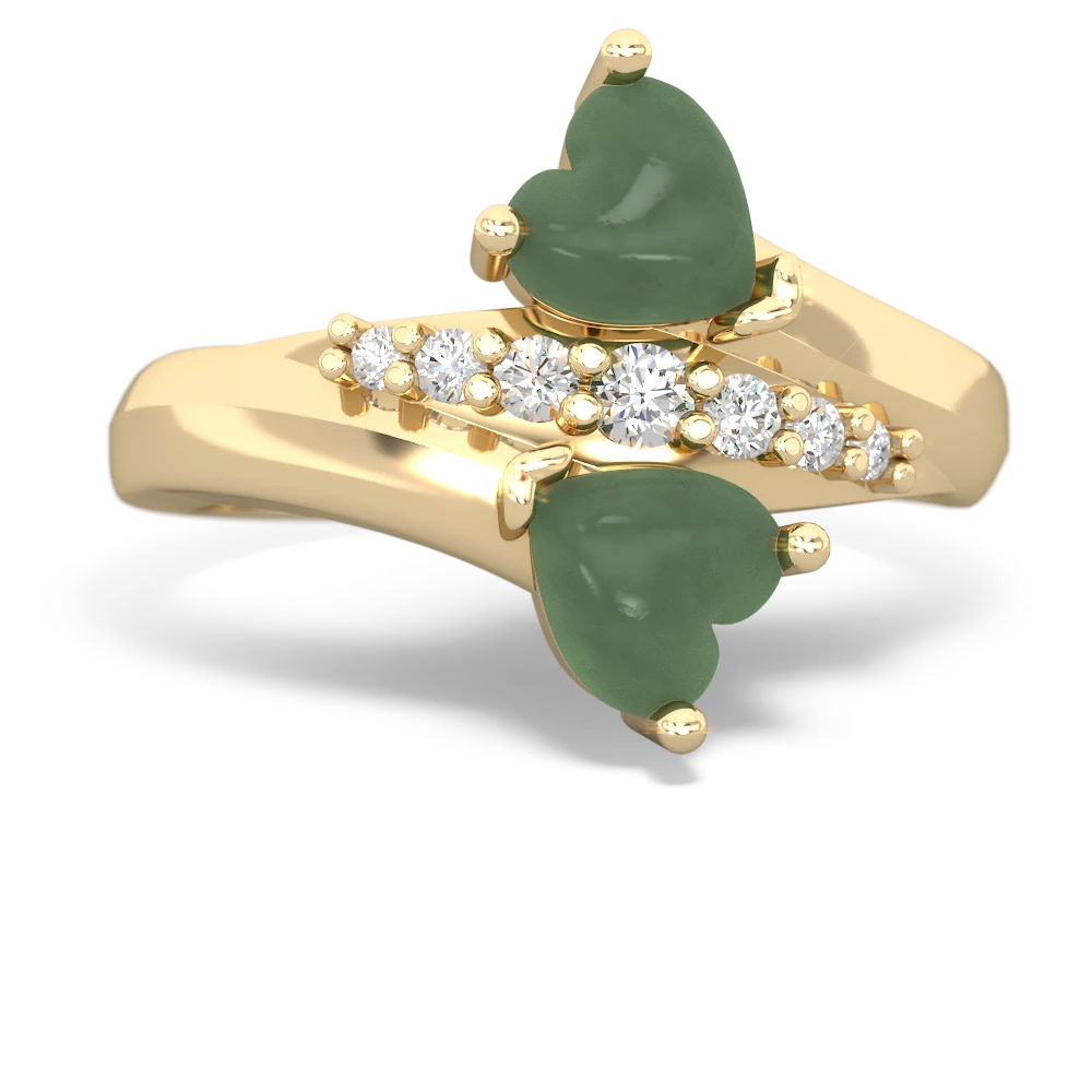 Jade Heart To Heart 14K Yellow Gold ring R2064