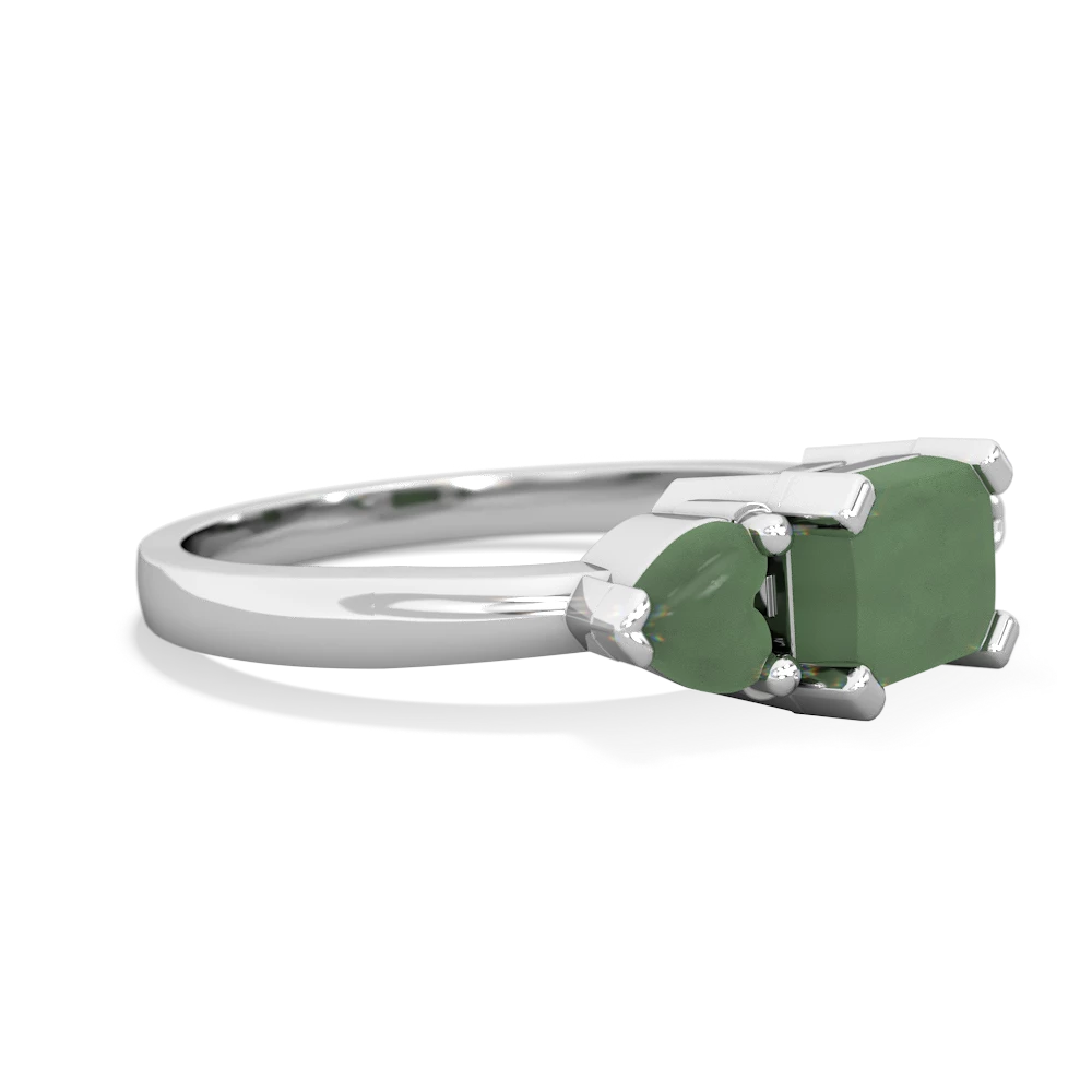 Lab Emerald Three Stone 14K White Gold ring R5235