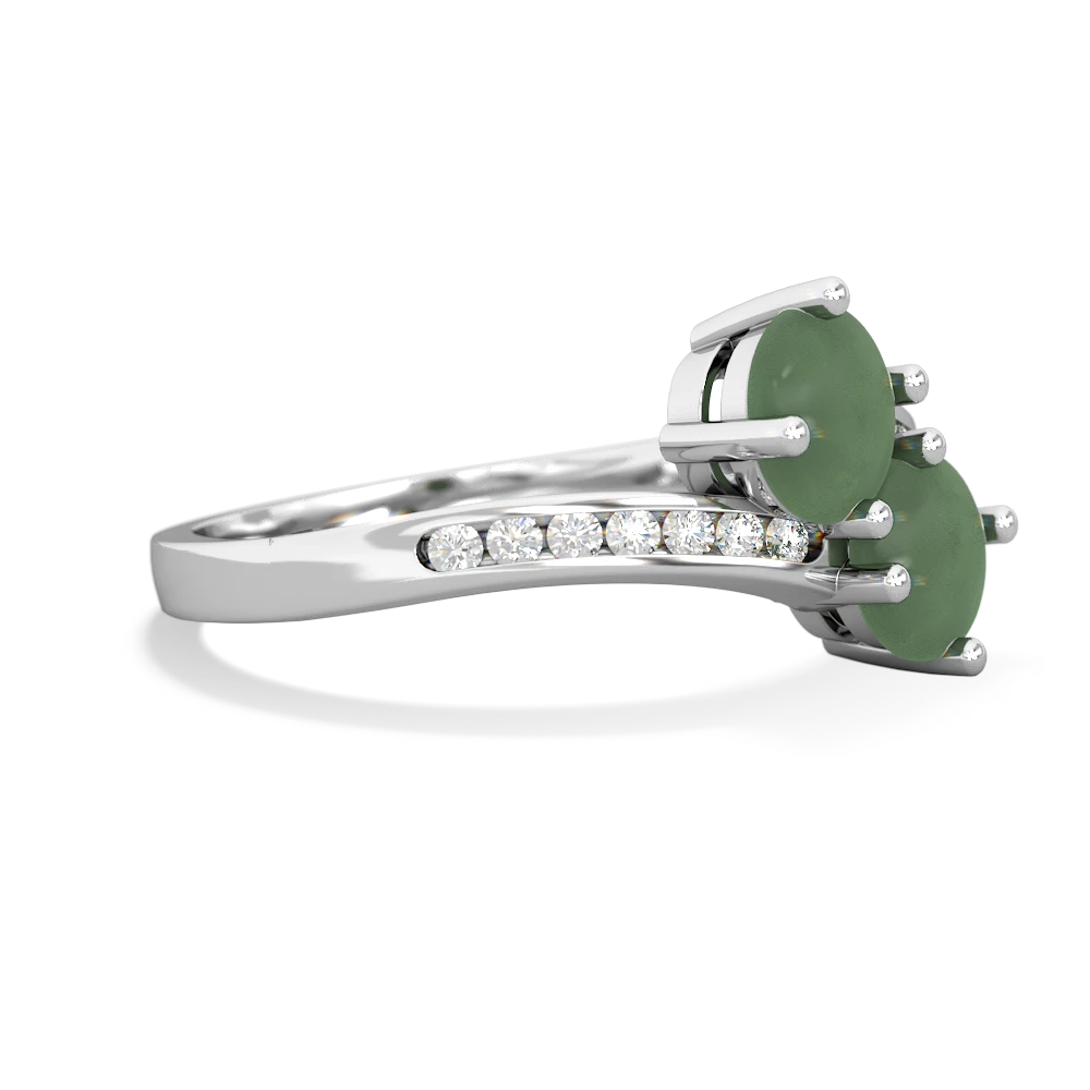 Jade Channel Set Two Stone 14K White Gold ring R5303