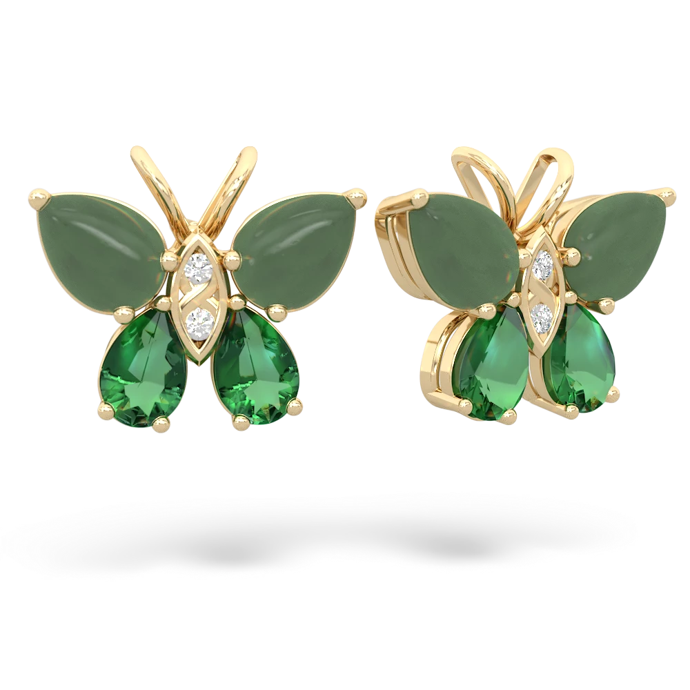 Jade Butterfly 14K Yellow Gold earrings E2215