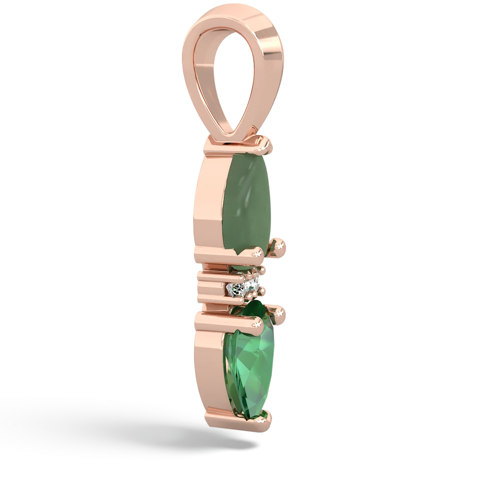 Jade Bowtie Drop 14K Rose Gold pendant P0865