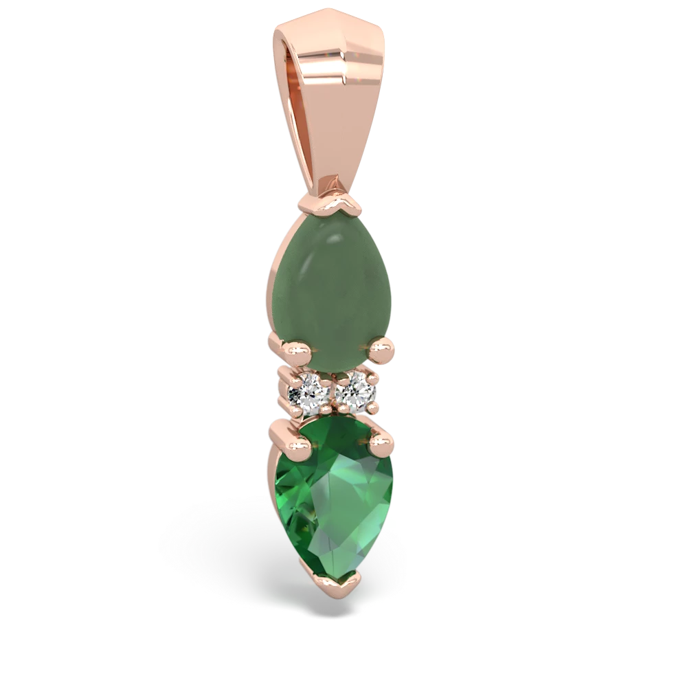 Jade Bowtie Drop 14K Rose Gold pendant P0865