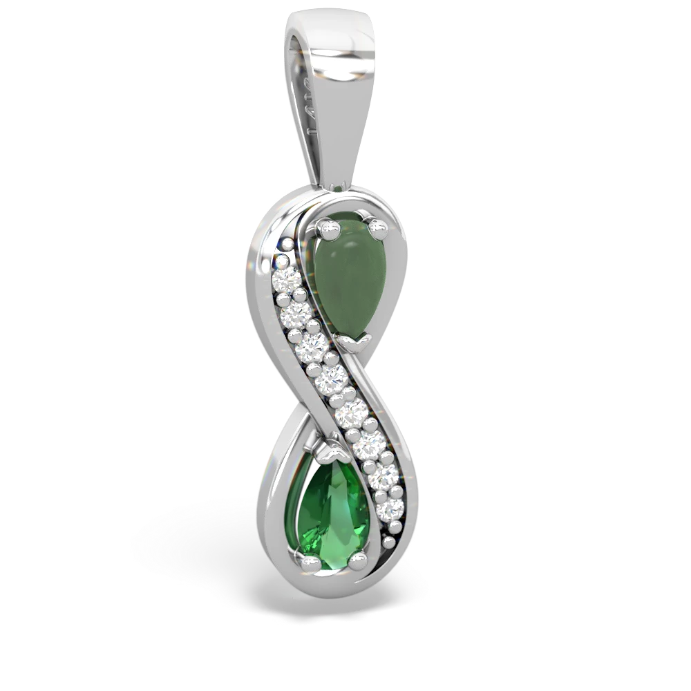 Jade Diamond Infinity 14K White Gold pendant P5390