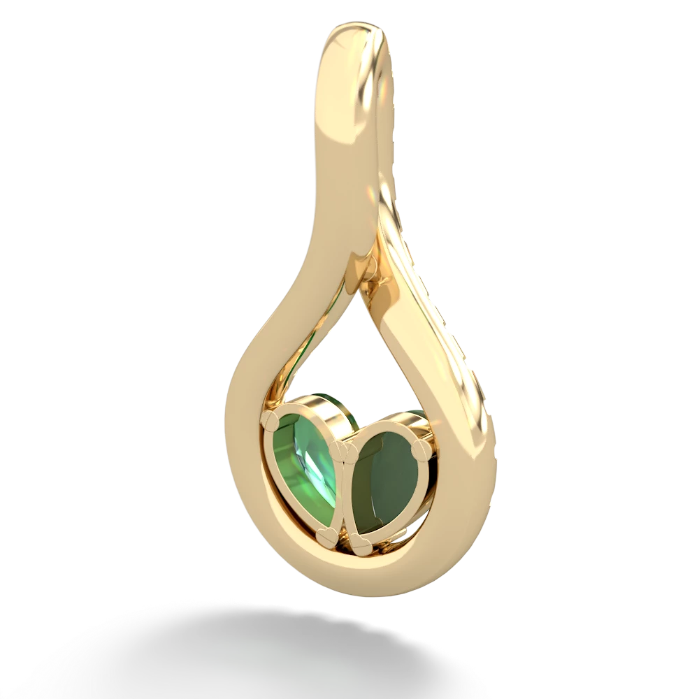 Jade Pave Twist 'One Heart' 14K Yellow Gold pendant P5360