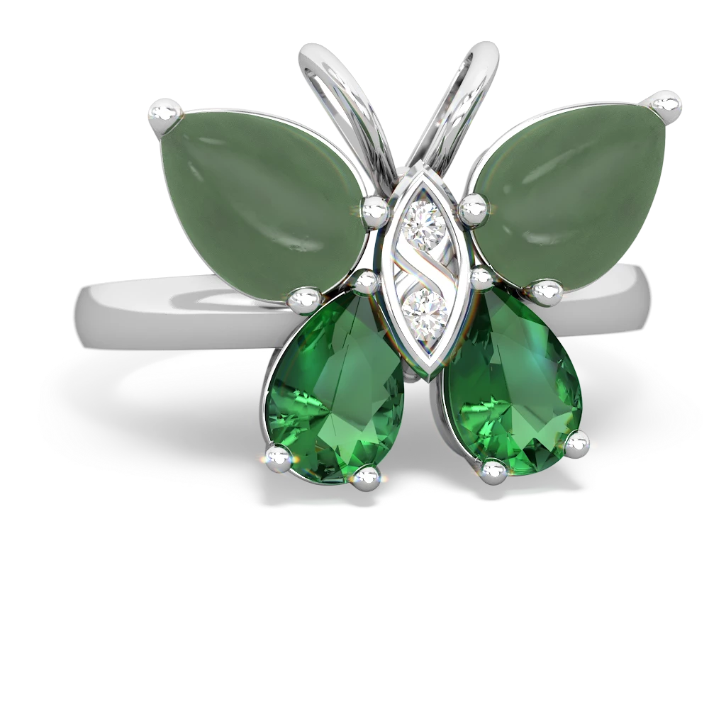 Jade Butterfly 14K White Gold ring R2215