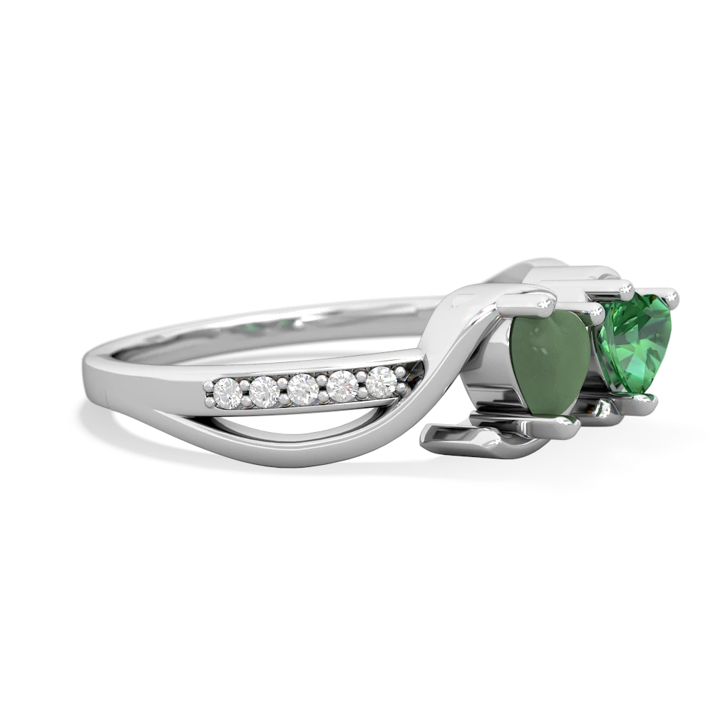 Jade Side By Side 14K White Gold ring R3090