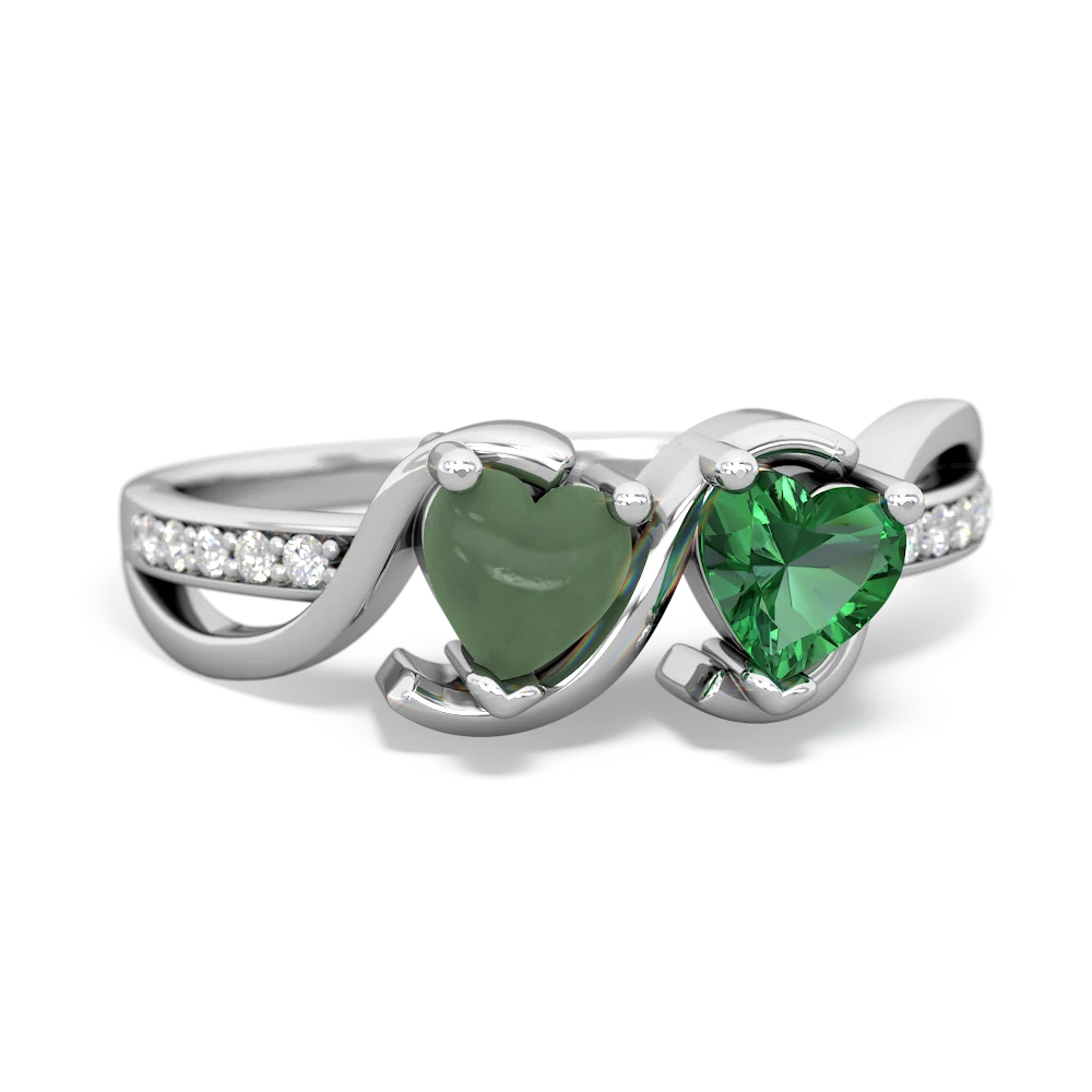 Jade Side By Side 14K White Gold ring R3090