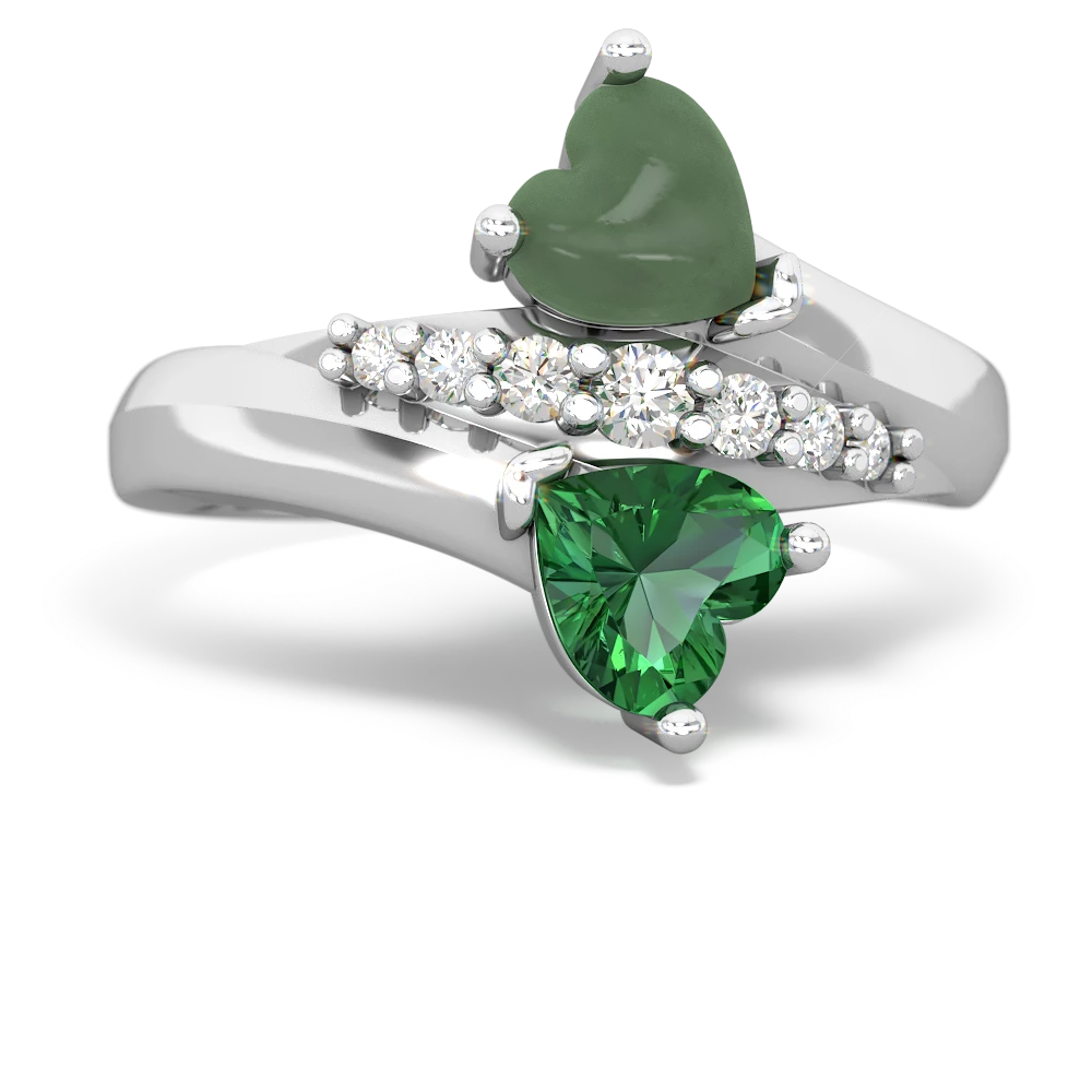 Jade Heart To Heart 14K White Gold ring R2064