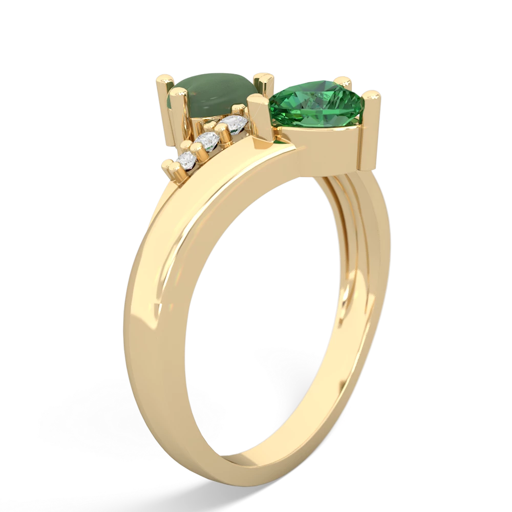 Jade Heart To Heart 14K Yellow Gold ring R2064