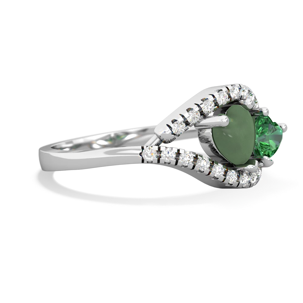 Jade Mother And Child 14K White Gold ring R3010