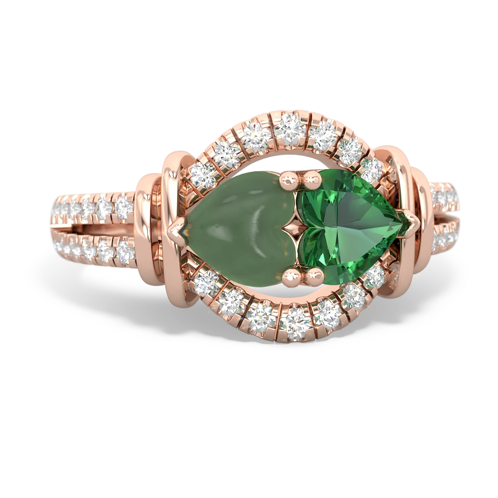 Jade Art-Deco Keepsake 14K Rose Gold ring R5630