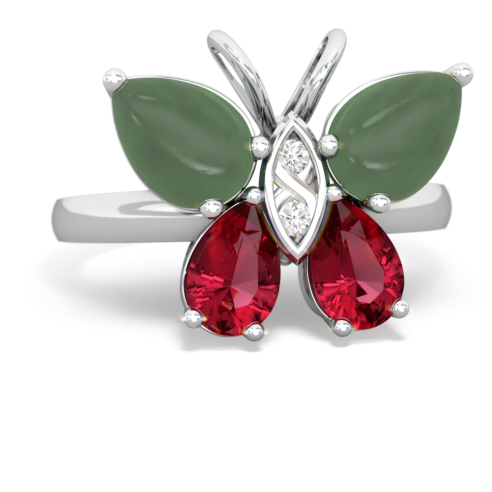 Jade Butterfly 14K White Gold ring R2215