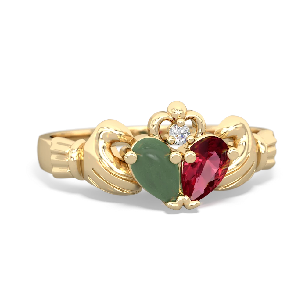 Jade 'Our Heart' Claddagh 14K Yellow Gold ring R2388