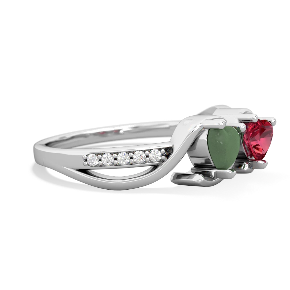 Jade Side By Side 14K White Gold ring R3090