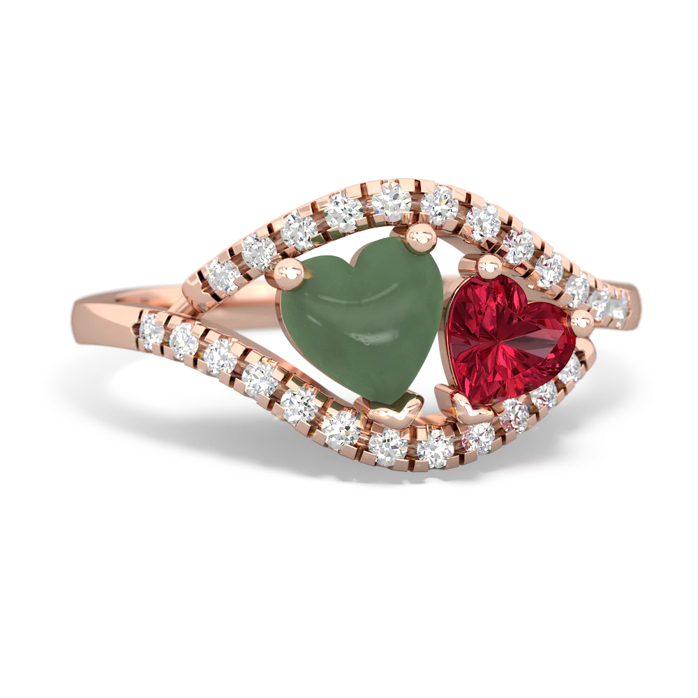 Jade Mother And Child 14K Rose Gold ring R3010