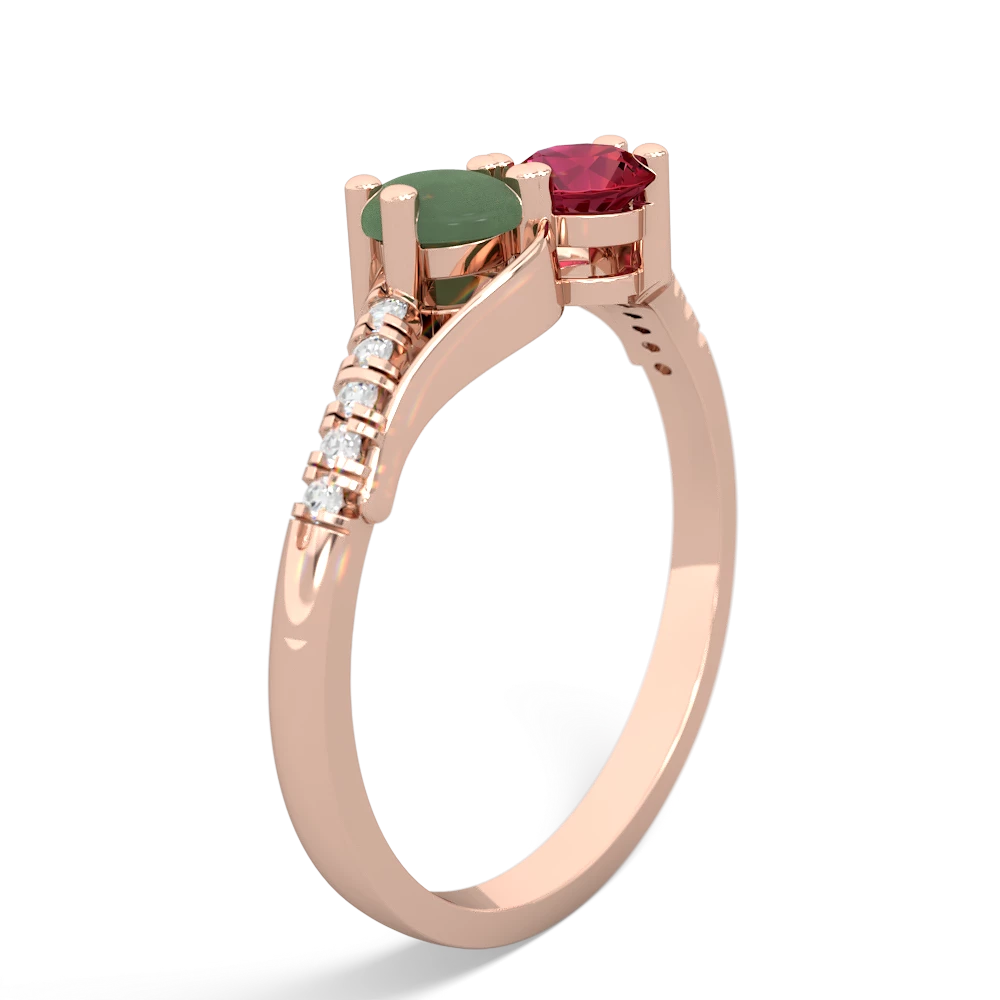 Jade Infinity Pave Two Stone 14K Rose Gold ring R5285