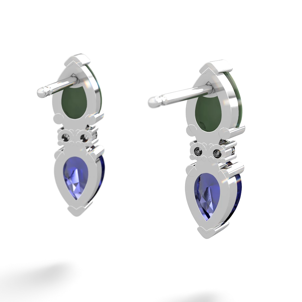 Jade Bowtie Drop 14K White Gold earrings E0865