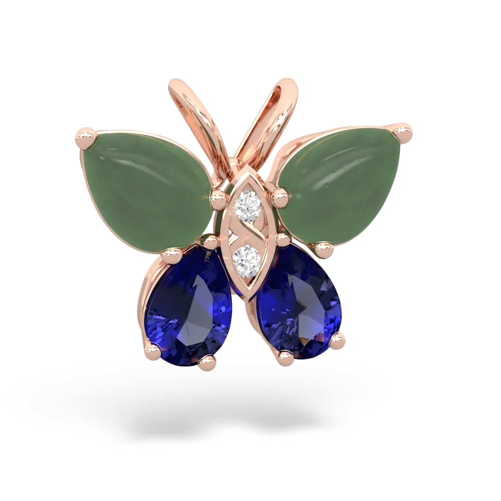 Jade Butterfly 14K Rose Gold pendant P2215