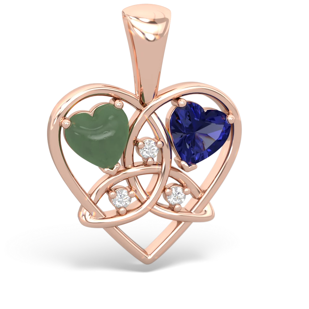 Jade Celtic Trinity Heart 14K Rose Gold pendant P5331