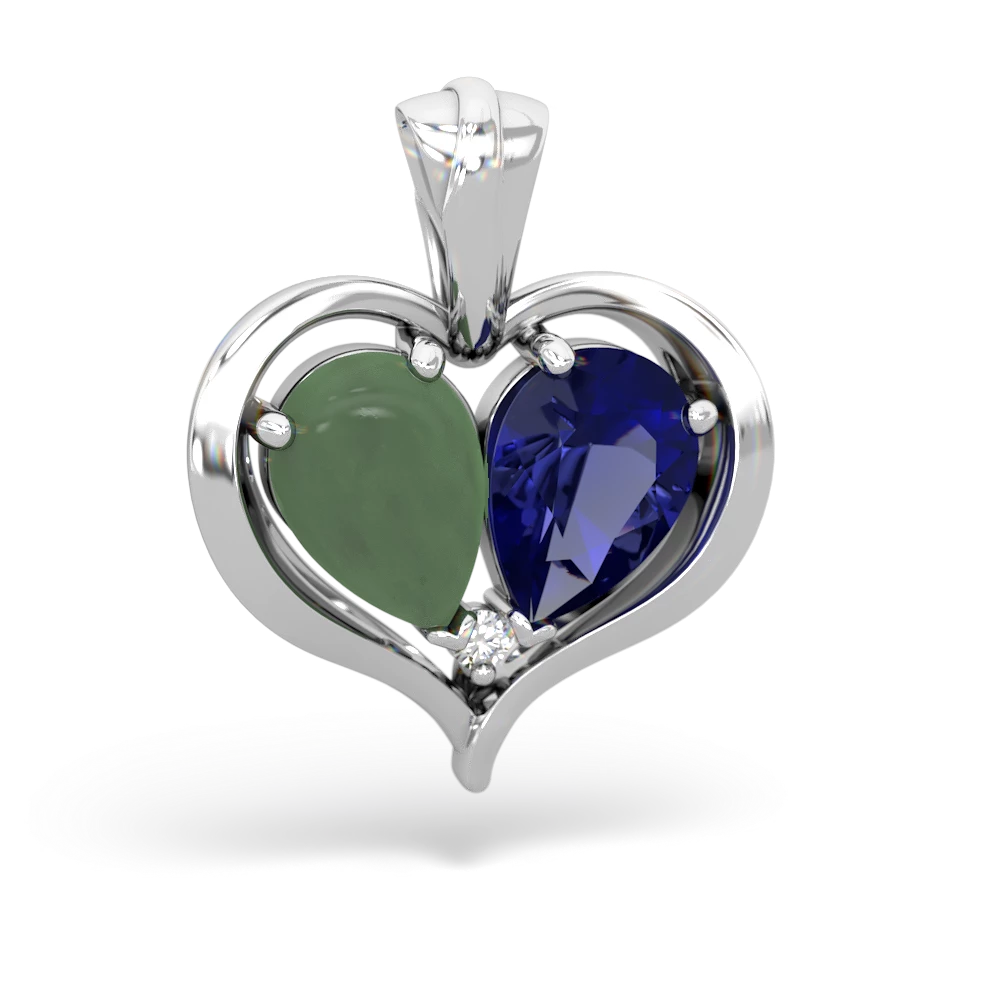 Jade Two Become One 14K White Gold pendant P5330