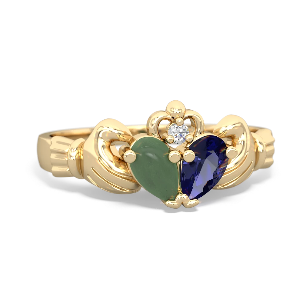 Jade 'Our Heart' Claddagh 14K Yellow Gold ring R2388