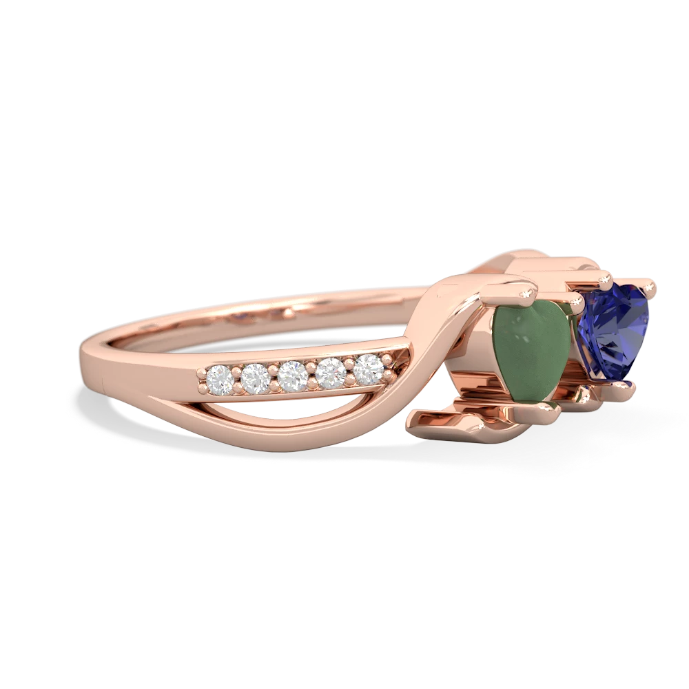 Jade Side By Side 14K Rose Gold ring R3090