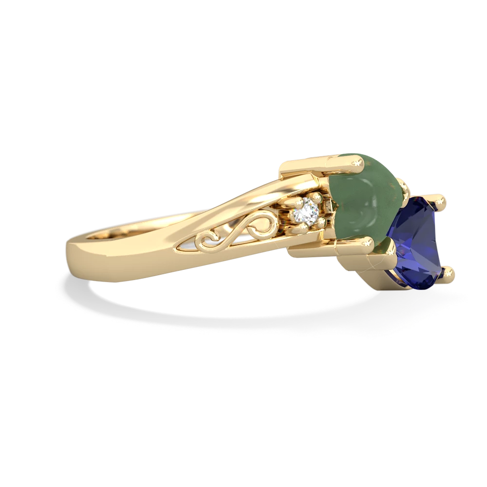 Jade Snuggling Hearts 14K Yellow Gold ring R2178