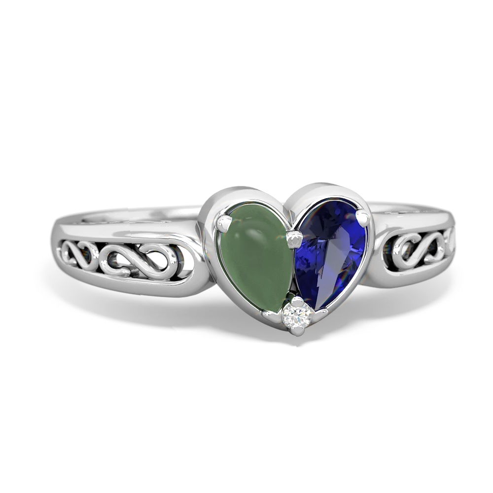 Jade Filligree 'One Heart' 14K White Gold ring R5070