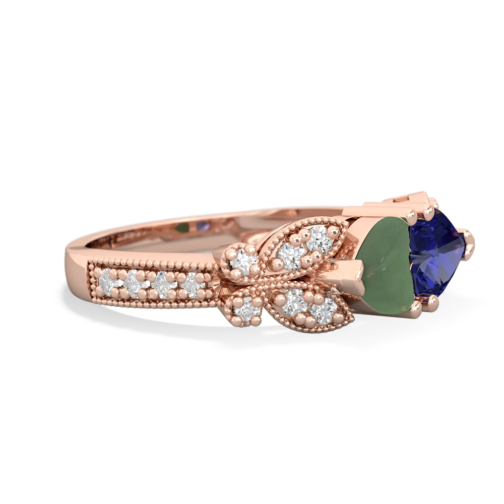 Jade Diamond Butterflies 14K Rose Gold ring R5601