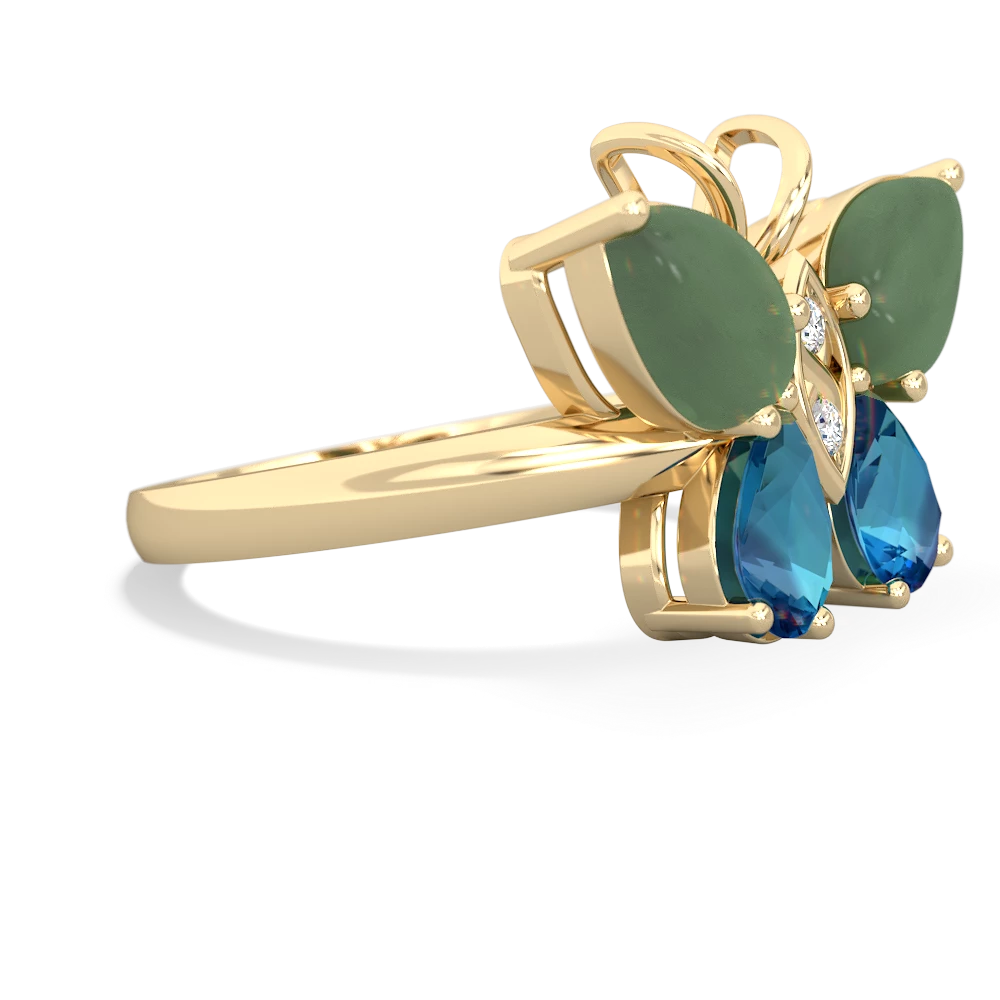 Jade Butterfly 14K Yellow Gold ring R2215