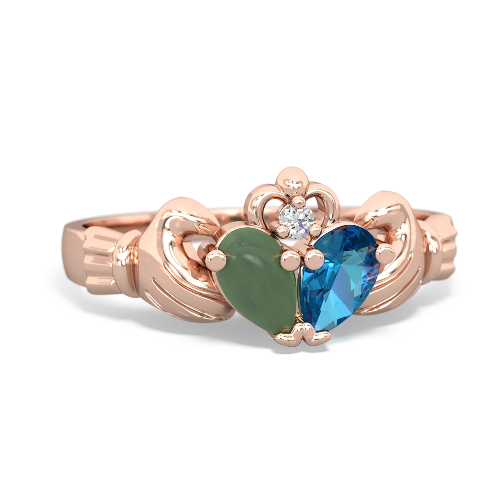 Jade 'Our Heart' Claddagh 14K Rose Gold ring R2388