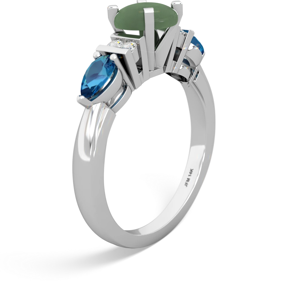 Jade 6Mm Round Eternal Embrace Engagement 14K White Gold ring R2005