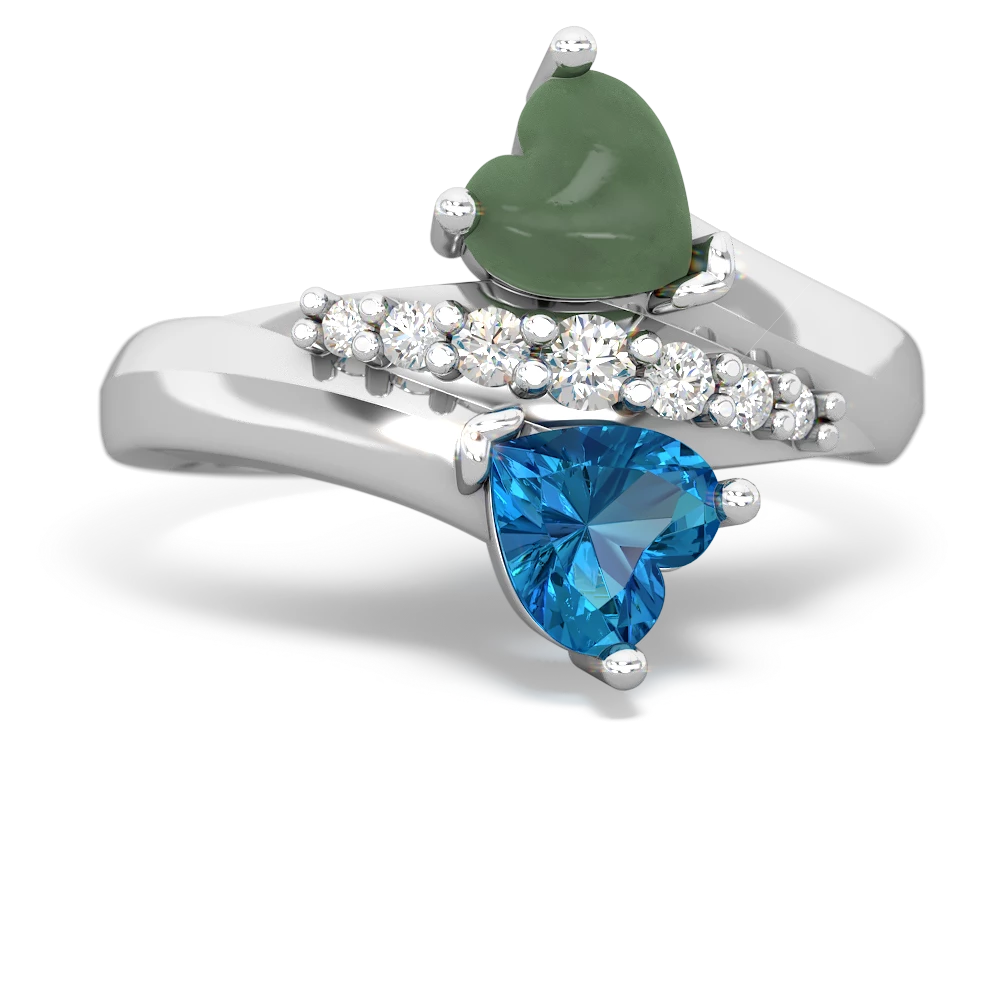 Jade London Topaz Heart to Heart ring - 14K White Gold