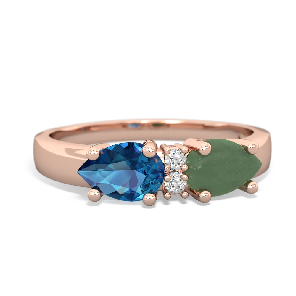 Jade Pear Bowtie 14K Rose Gold ring R0865