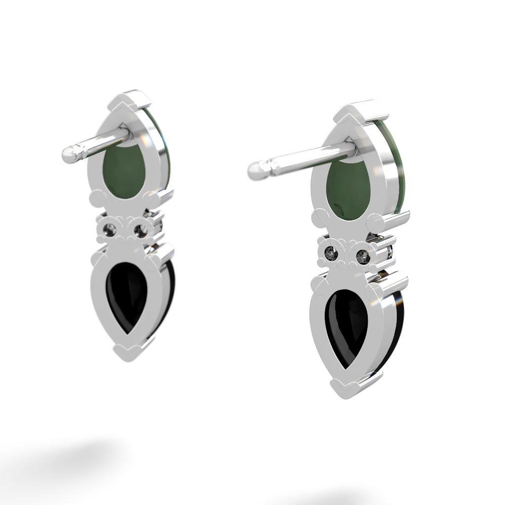 Jade Bowtie Drop 14K White Gold earrings E0865