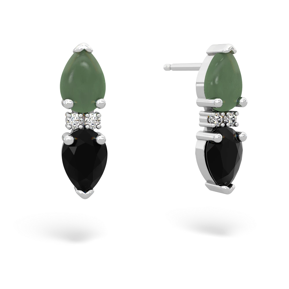 Jade Bowtie Drop 14K White Gold earrings E0865