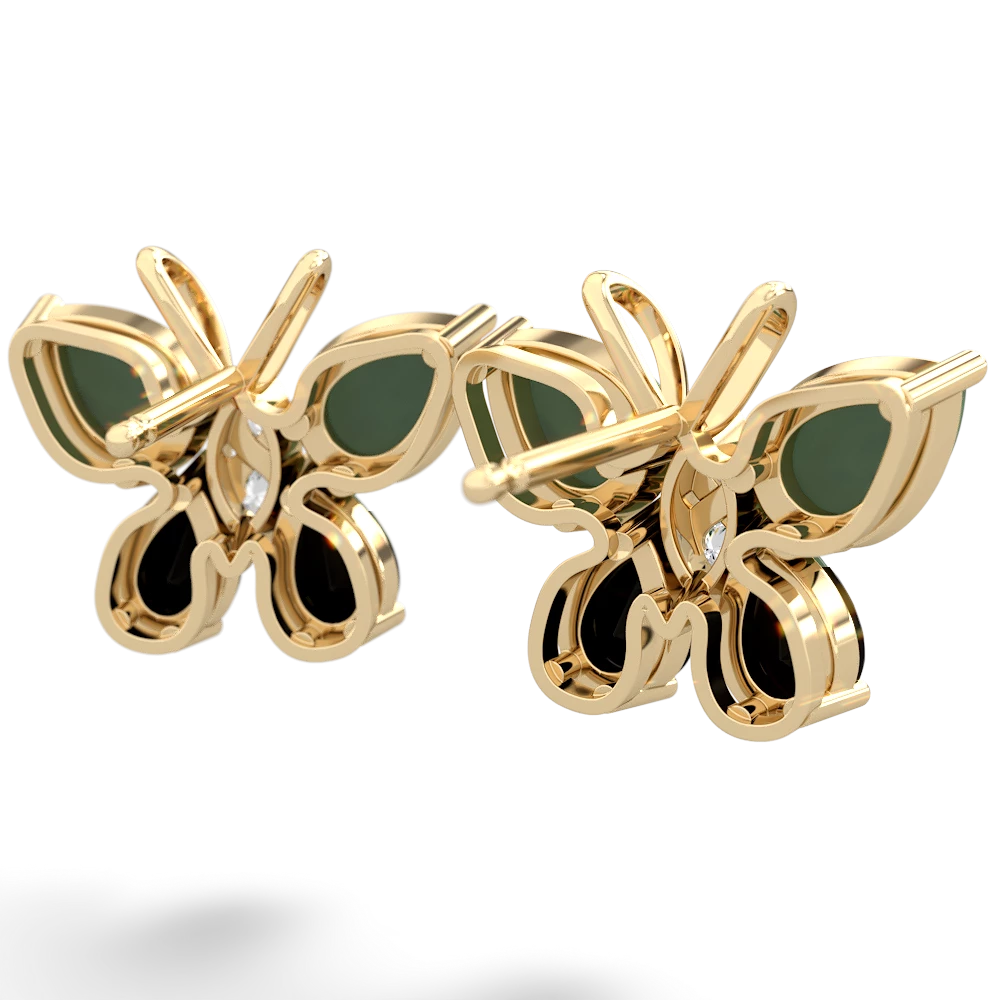 Jade Butterfly 14K Yellow Gold earrings E2215