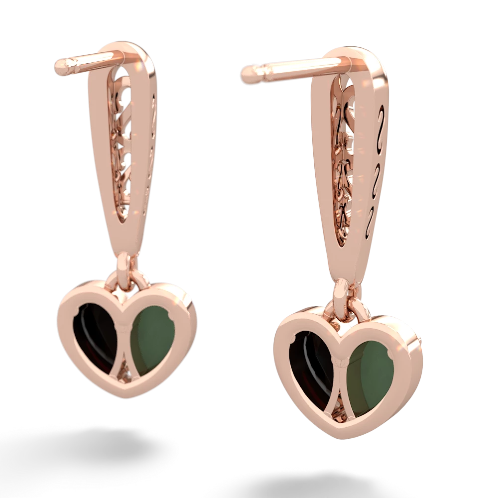 Jade Filligree Heart 14K Rose Gold earrings E5070