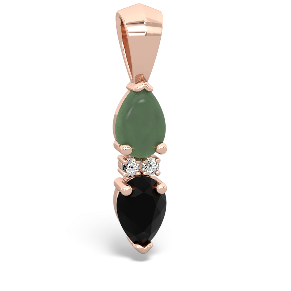 Jade Bowtie Drop 14K Rose Gold pendant P0865